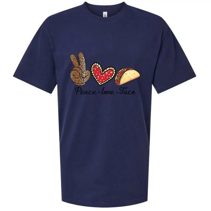 Peace Love Tacos Cinco De Mayo Fiesta Mexican Hippie Women Sueded Cloud Jersey T-Shirt