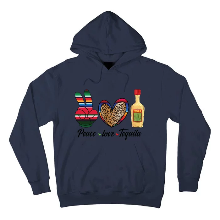 Peace Love Tequila Cinco De Mayo Leopard Heart Tall Hoodie