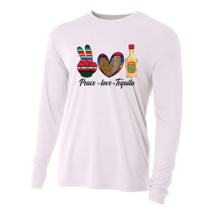 Peace Love Tequila Cinco De Mayo Leopard Heart Cooling Performance Long Sleeve Crew