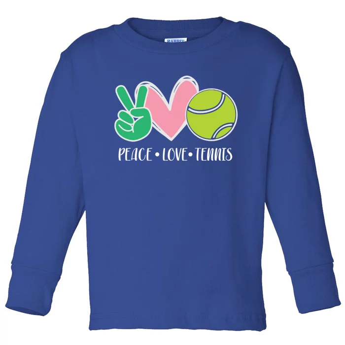 Peace Love Tennis Sports Athlete Ball Game Player Gift Toddler Long Sleeve Shirt