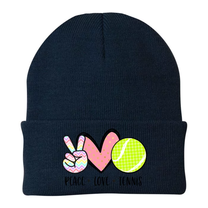 Peace Love Tennis Cute Design Teen Little Great Gift Knit Cap Winter Beanie