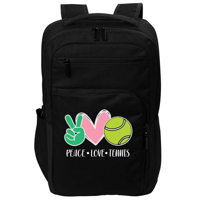 Peace Love Tennis Sports Athlete Ball Game Player Gift Impact Tech Backpack