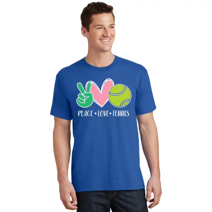 Peace Love Tennis Sports Athlete Ball Game Player Gift T-Shirt