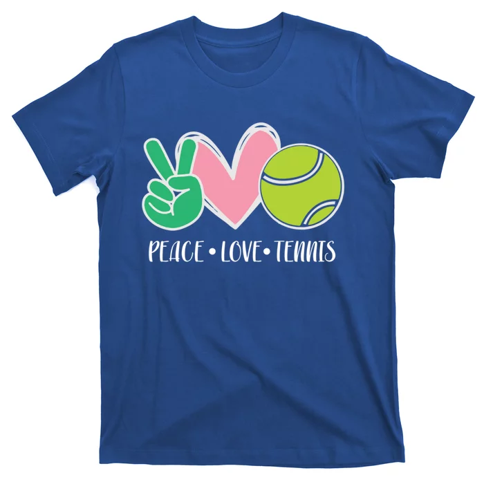 Peace Love Tennis Sports Athlete Ball Game Player Gift T-Shirt