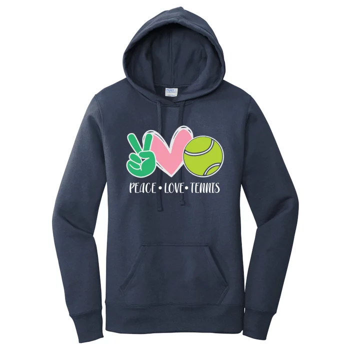 Peace Love Tennis Sports Athlete Ball Game Player Gift Women's Pullover Hoodie