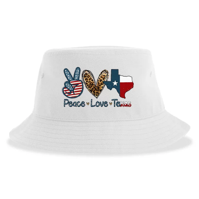 Peace Love Texas TX Texas Flag Funny City Home Roots Sustainable Bucket Hat