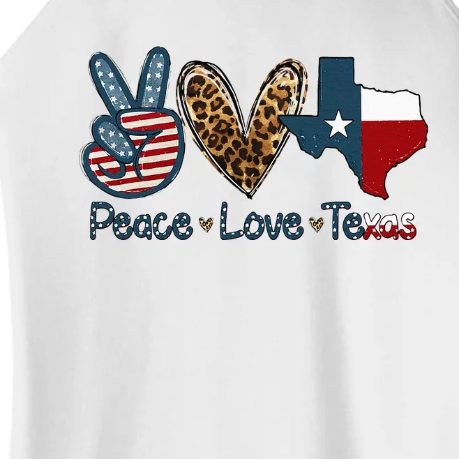 Peace Love Texas TX Texas Flag Funny City Home Roots Women’s Perfect Tri Rocker Tank