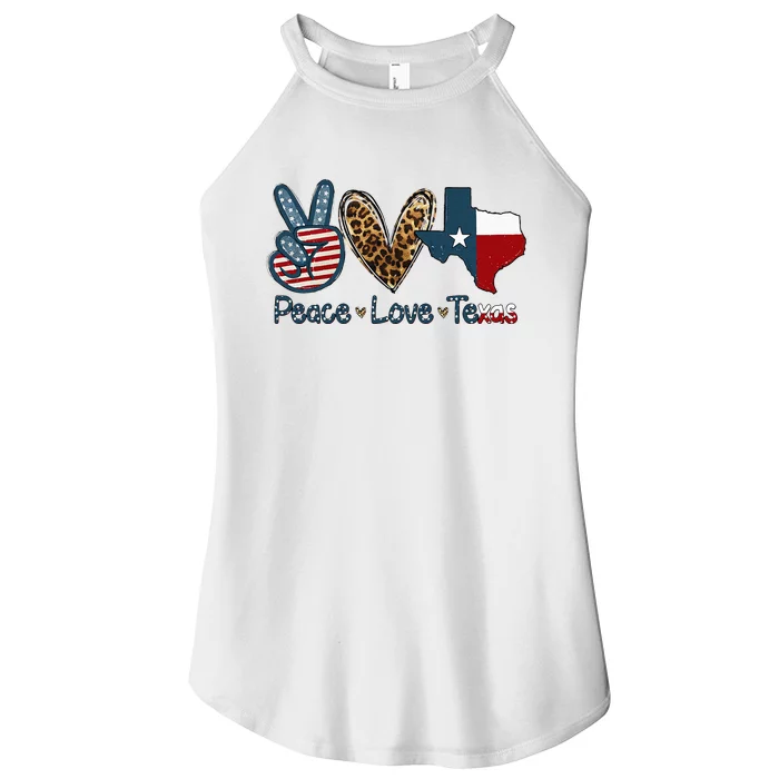 Peace Love Texas TX Texas Flag Funny City Home Roots Women’s Perfect Tri Rocker Tank