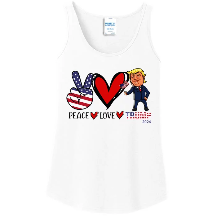 Peace Love Trump 2024 Us Flag President Trump Return Support Ladies Essential Tank