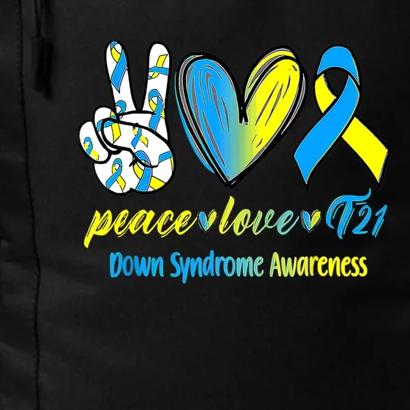 Peace Love T21 Blue Yellow Ribbon Down Syndrome Awareness Daily Commute Backpack