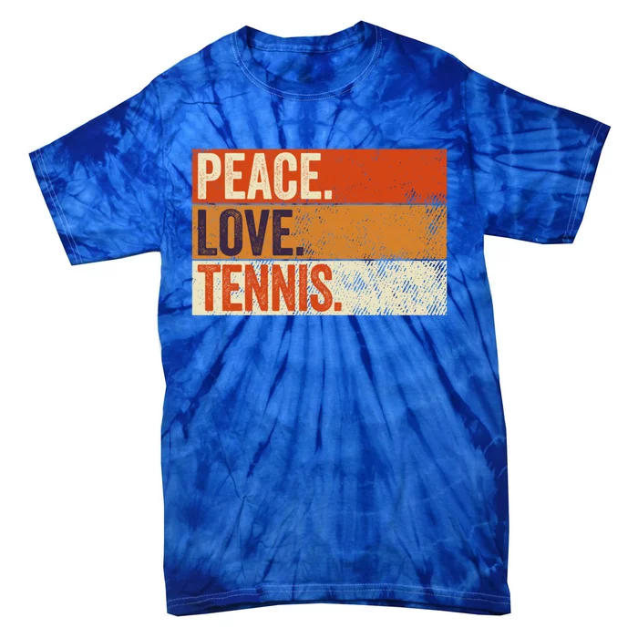 Peace Love Tennis Funny Mother Father Tennis Lover Vintage Gift Tie-Dye T-Shirt