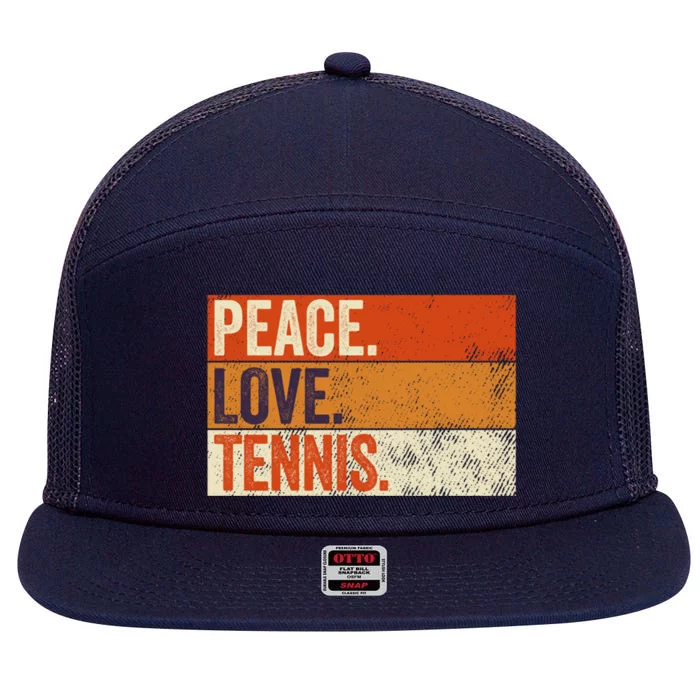 Peace Love Tennis Funny Mother Father Tennis Lover Vintage Gift 7 Panel Mesh Trucker Snapback Hat