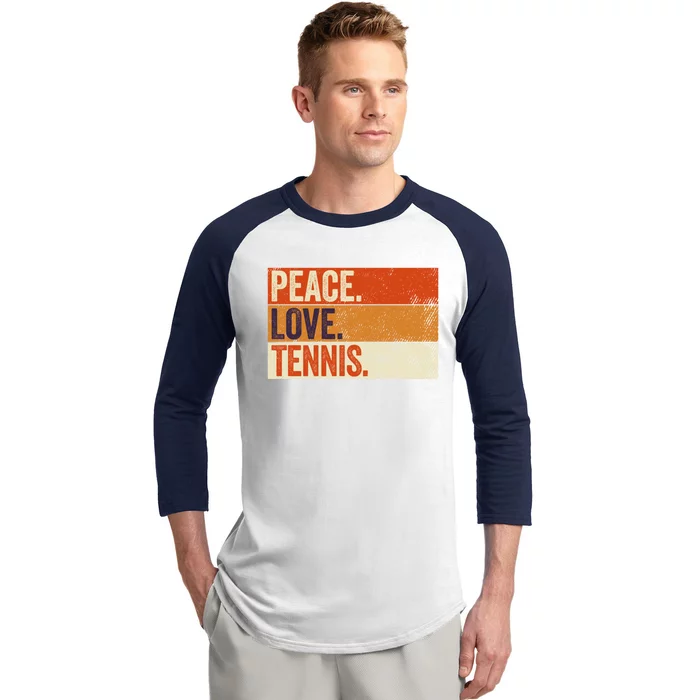 Peace Love Tennis Funny Mother Father Tennis Lover Vintage Gift Baseball Sleeve Shirt