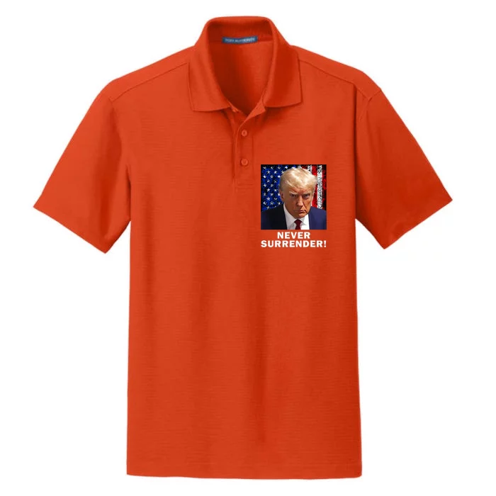 President Legend Trump 2024 Mugshot Never Surrender Dry Zone Grid Performance Polo