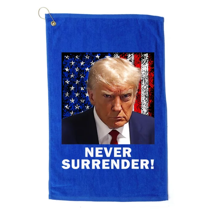 President Legend Trump 2024 Mugshot Never Surrender Platinum Collection Golf Towel