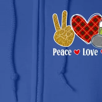 Peace Love Tennis Christmas Tennis Player Xmas Party Cool Gift Full Zip Hoodie