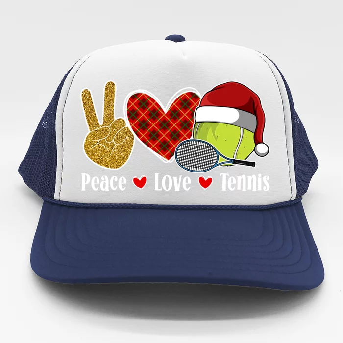 Peace Love Tennis Christmas Tennis Player Xmas Party Cool Gift Trucker Hat