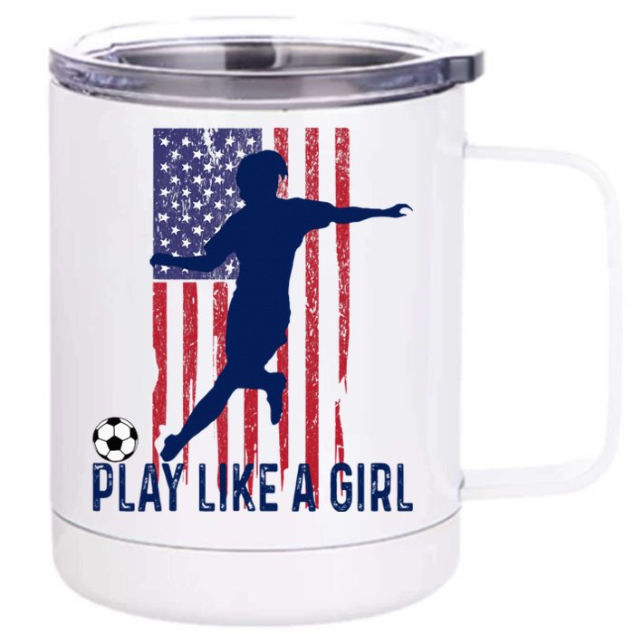 Play Like USA Flag Football Team  Game Goal Soccer Front & Back 12oz Stainless Steel Tumbler Cup