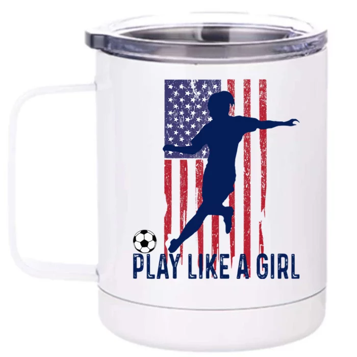 Play Like USA Flag Football Team  Game Goal Soccer Front & Back 12oz Stainless Steel Tumbler Cup