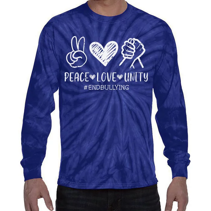 Peace Love Unity Orange Anti Bullying Unity Day Kids Tie-Dye Long Sleeve Shirt