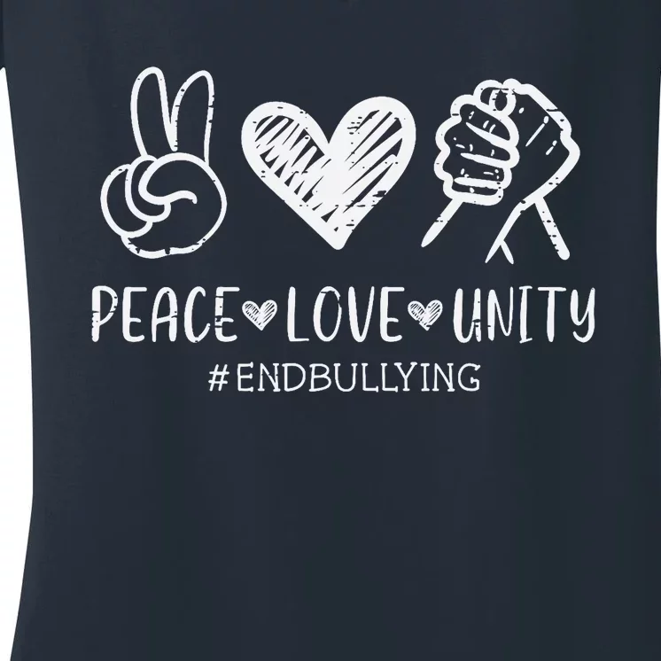 Peace Love Unity Orange Anti Bullying Unity Day Kids Women's V-Neck T-Shirt