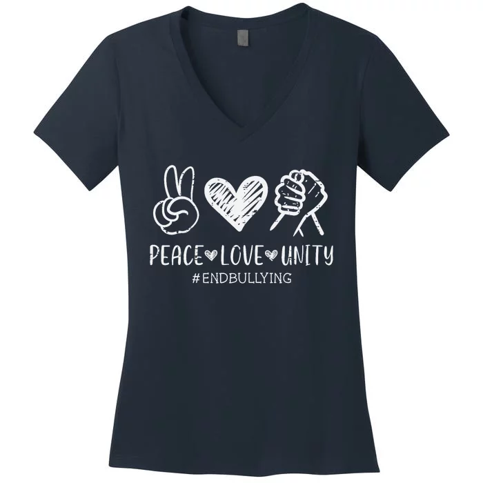 Peace Love Unity Orange Anti Bullying Unity Day Kids Women's V-Neck T-Shirt