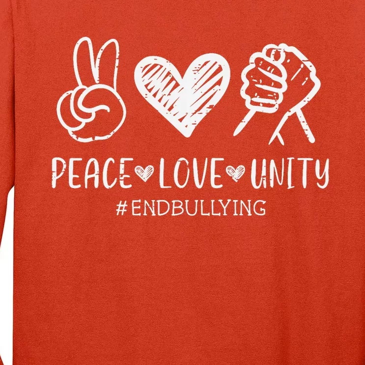 Peace Love Unity Orange Anti Bullying Unity Day Kids Tall Long Sleeve T-Shirt