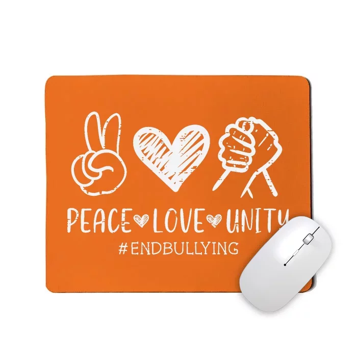 Peace Love Unity Orange Anti Bullying Unity Day Kids Mousepad