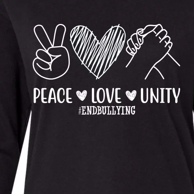 Peace Love Unity End Bullying Awareness Womens Cotton Relaxed Long Sleeve T-Shirt