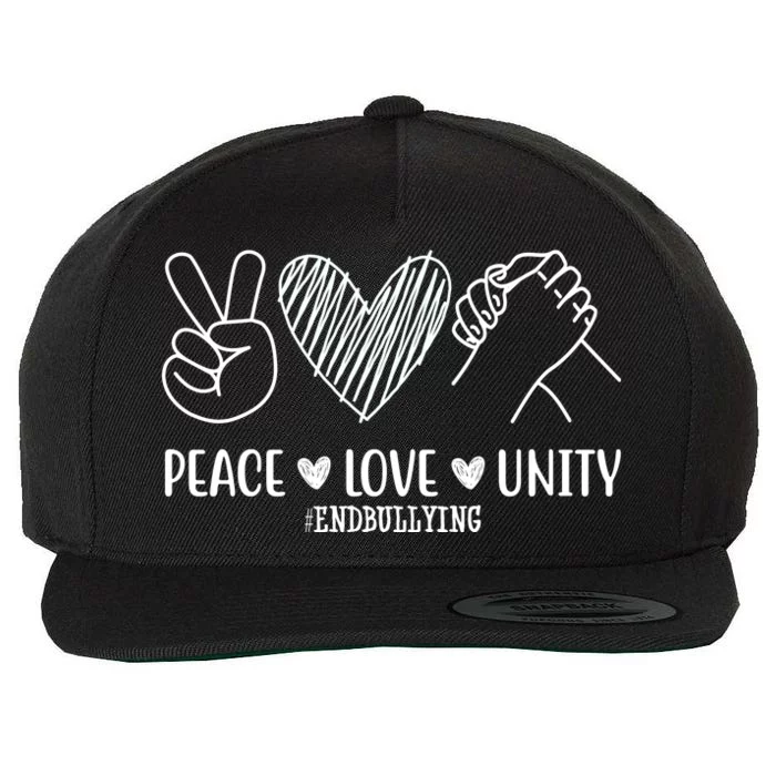 Peace Love Unity End Bullying Awareness Wool Snapback Cap