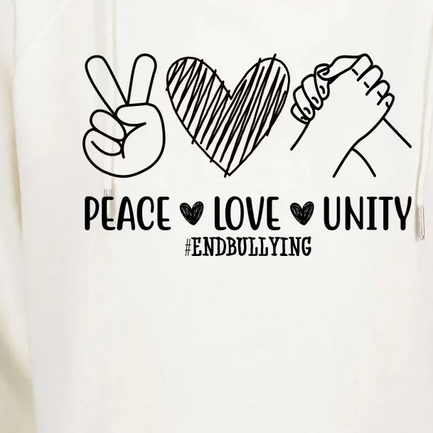 Peace Love Unity End Bullying Awareness Womens Funnel Neck Pullover Hood