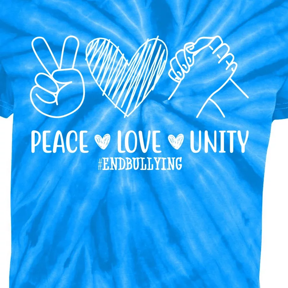 Peace Love Unity End Bullying Awareness Kids Tie-Dye T-Shirt