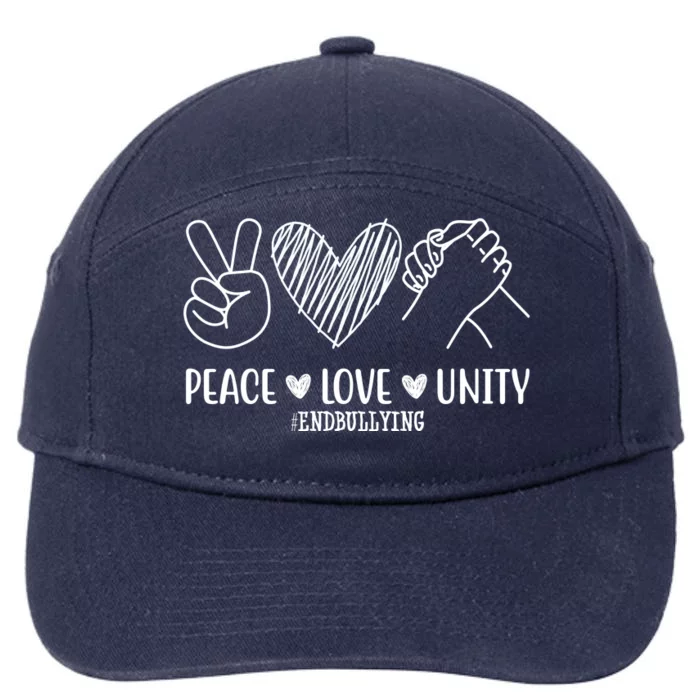 Peace Love Unity End Bullying Awareness 7-Panel Snapback Hat