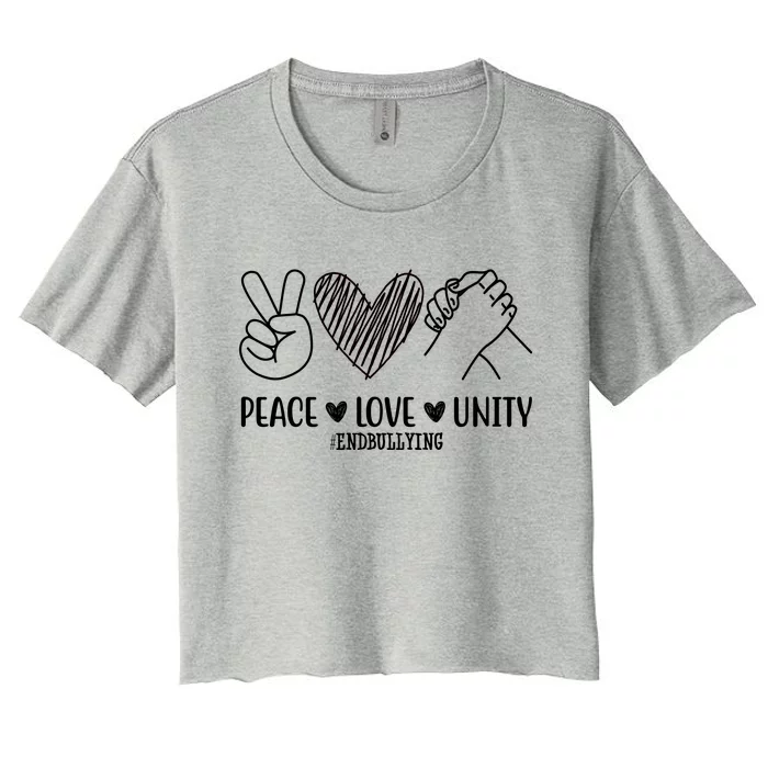 Peace Love Unity End Bullying Awareness Women's Crop Top Tee