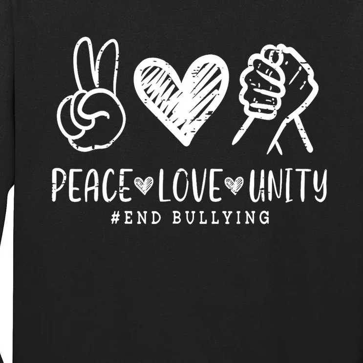 Peace Love Unity Day Orange Be Kind Anti Bullying Tall Long Sleeve T-Shirt