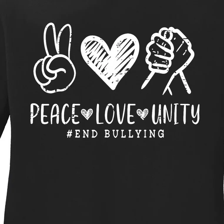 Peace Love Unity Day Orange Be Kind Anti Bullying Ladies Long Sleeve Shirt