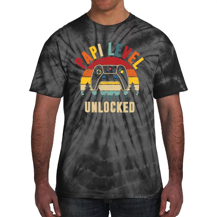 Papi Level Unlocked Funny Gamer Father's Day Tank Top Tie-Dye T-Shirt