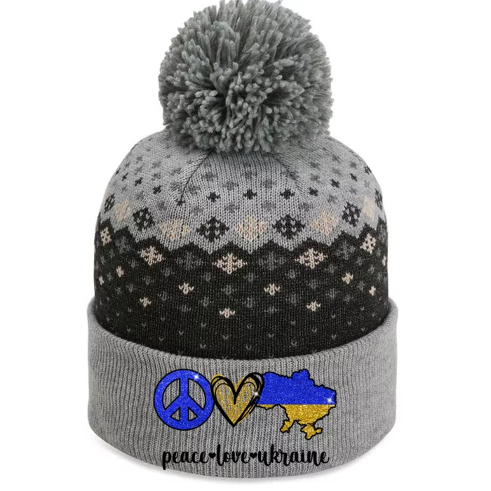 Peace Love Ukraine The Baniff Cuffed Pom Beanie