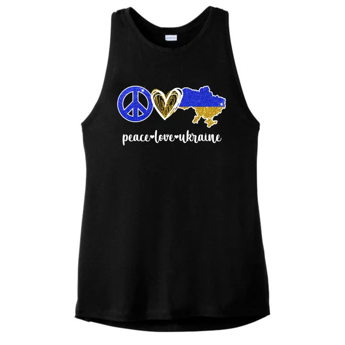 Peace Love Ukraine Ladies Tri-Blend Wicking Tank