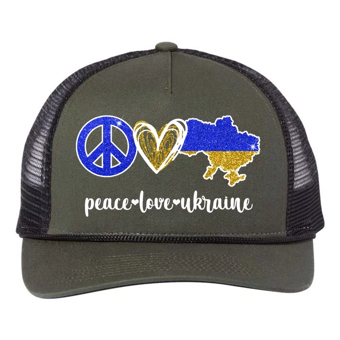 Peace Love Ukraine Retro Rope Trucker Hat Cap