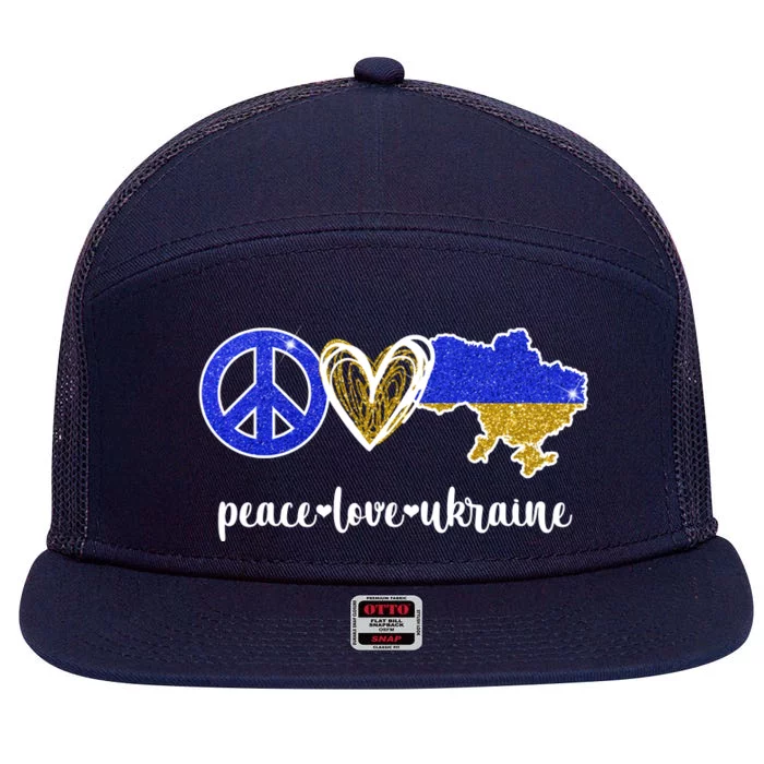 Peace Love Ukraine 7 Panel Mesh Trucker Snapback Hat