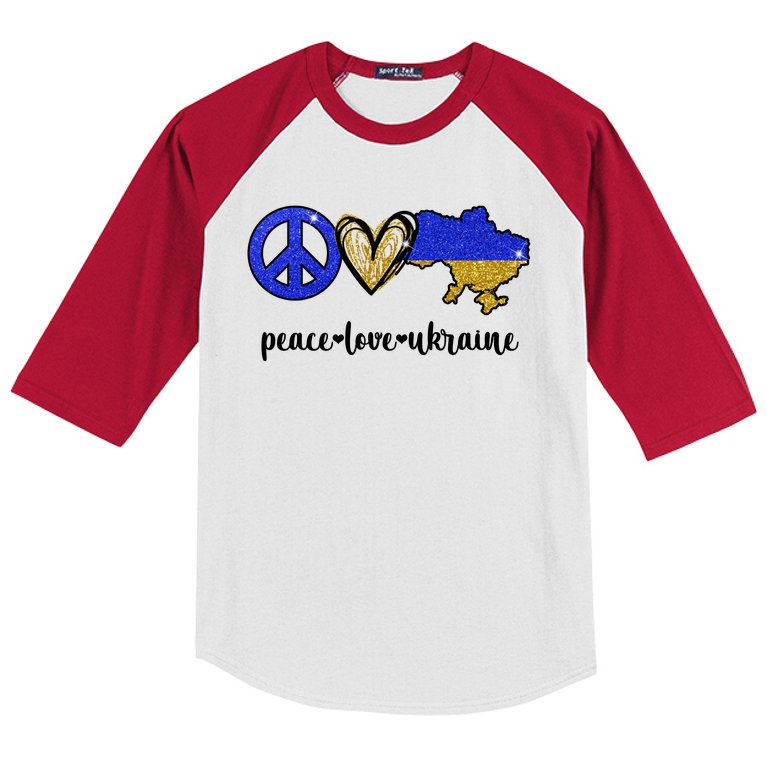 Peace Love Ukraine Kids Colorblock Raglan Jersey