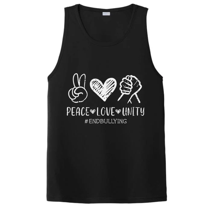 Peace Love Unity Orange Anti Bullying Unity Day Performance Tank