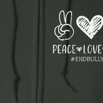 Peace Love Unity Orange Anti Bullying Unity Day Full Zip Hoodie