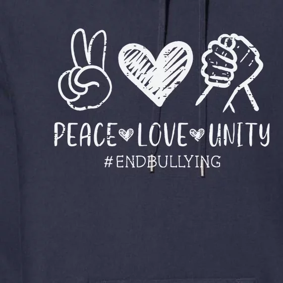 Peace Love Unity Orange Anti Bullying Unity Day Premium Hoodie