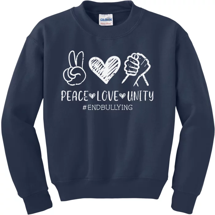 Peace Love Unity Orange Anti Bullying Unity Day Kids Sweatshirt