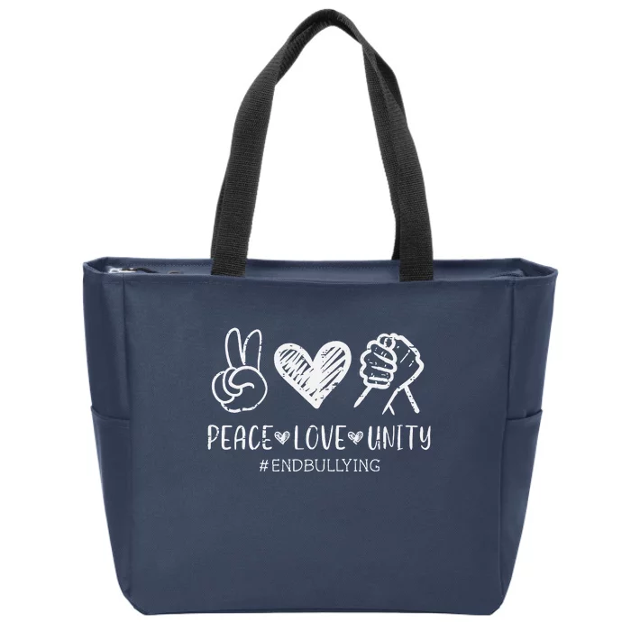 Peace Love Unity Orange Anti Bullying Unity Day Zip Tote Bag