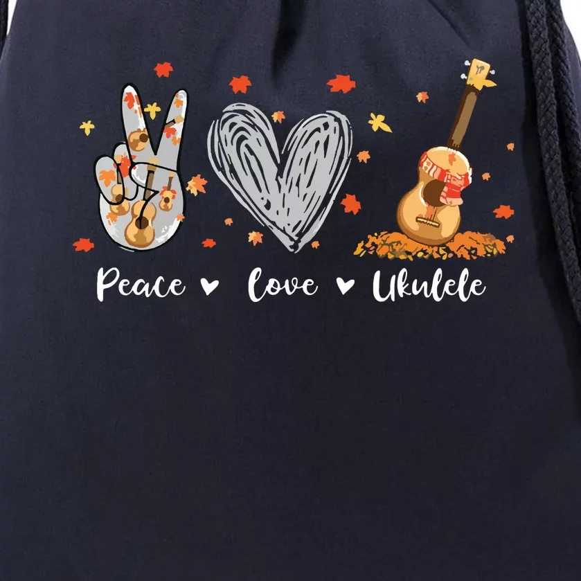 Peace Love Ukulele Hawaiian Ukelele Uke Guitar Players Drawstring Bag