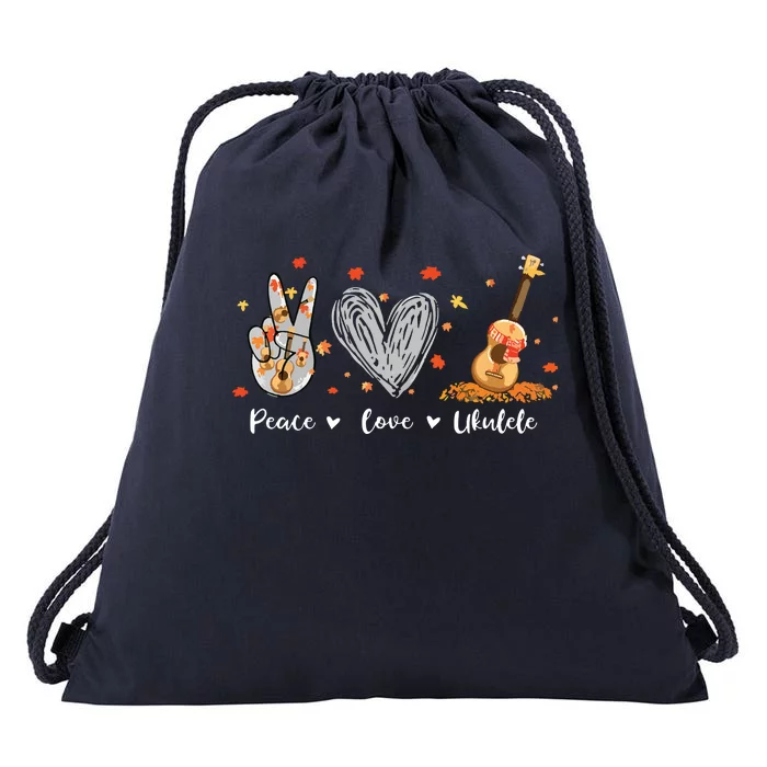 Peace Love Ukulele Hawaiian Ukelele Uke Guitar Players Drawstring Bag