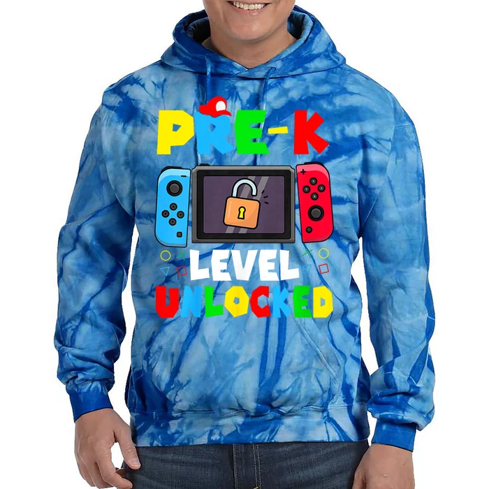 Prek Level Unlocked Video Game Back To School Tie Dye Hoodie